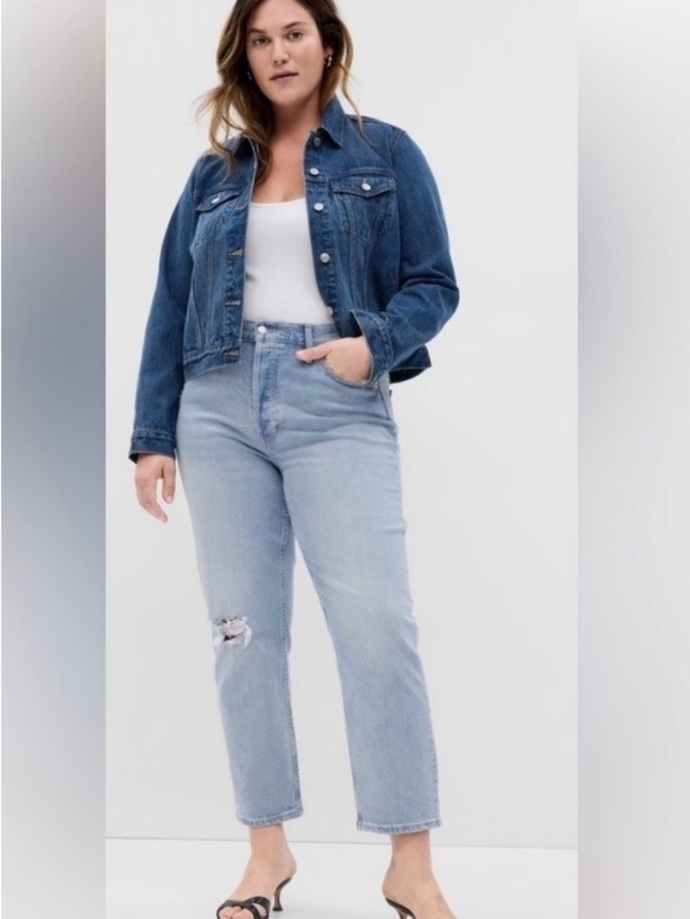 Gap Cheeky Straight High rise ankle Jean Size 16 Lightwash Button fly